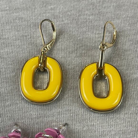 Bundle 3 Sets Pairs Napier Earrings Pink Blue Yellow Fashion New - Picture 2 of 7